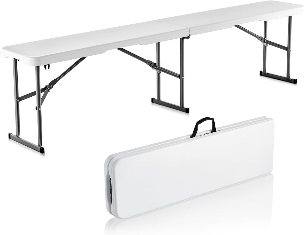 VEVOR Plastic Folding Bench, 6ft Portable Folding Bench, Smooth High Density ...