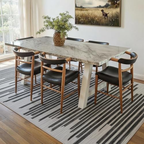 GarveeHome 8x10 Washable Living Room Rug Modern Striped Non Slip Carpet