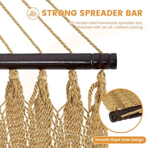 Lazy Daze XL Handwoven Caribbean Rope Hammock, 2+ Person Hammock