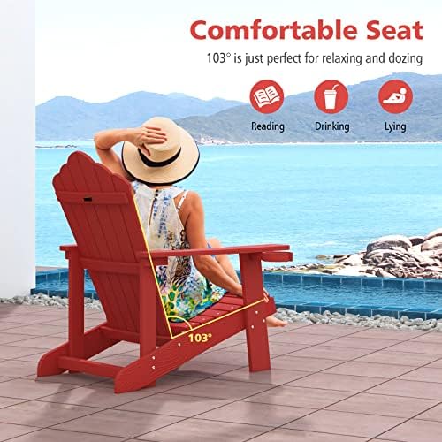 Tangkula Oversized Adirondack Chair, Patio Lounge Chairs w/Adjustable Cup Hol...