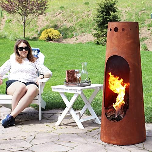 Sunnydaze Santa Fe Large Wood Burning Chiminea Outdoor Fireplace, 50"