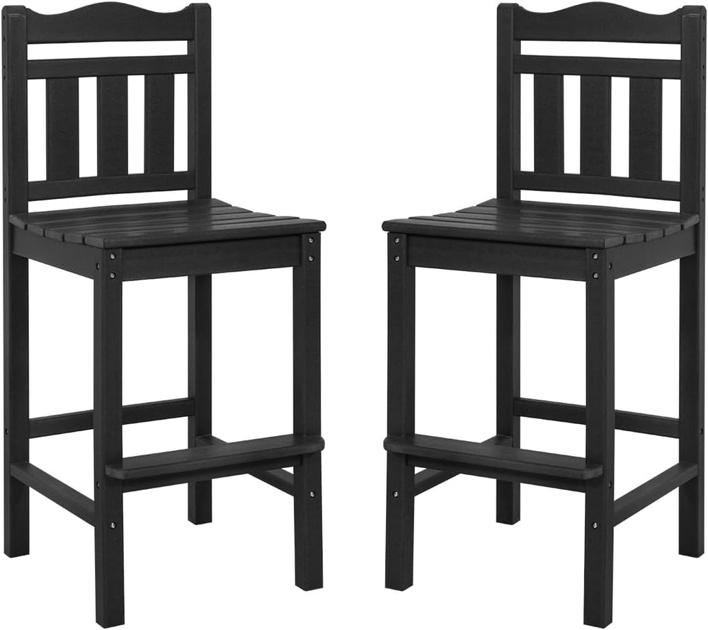 Sundale Outdoor Tall Adirondack Bar Chair Set of 2, HDPE Patio Bar Stools