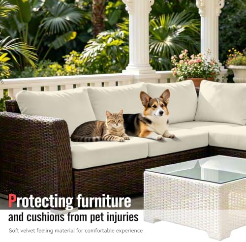 8Pcs Outdoor Cushion Covers, Stretch Patio Furniture Couch Chair Slipcovers