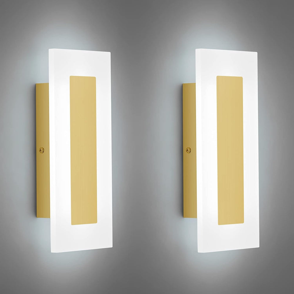 LMQNINE Modern LED Acrylic Gold Wall Sconce White Light 6000K for Bedroom Cor...