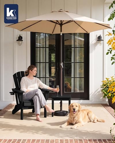 KINGYES Double Side Table with 1.6'' Umbrella Hole, HDPE Adirondack E...