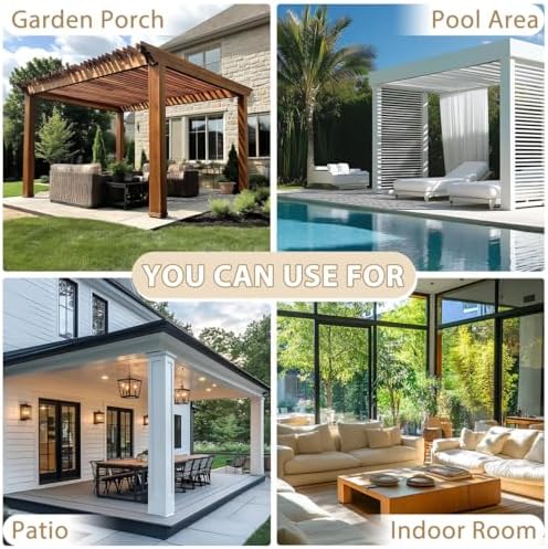 HDCAXKJ Waterproof Outdoor Curtains for Patio with Zipper Top & Bottom Gr...