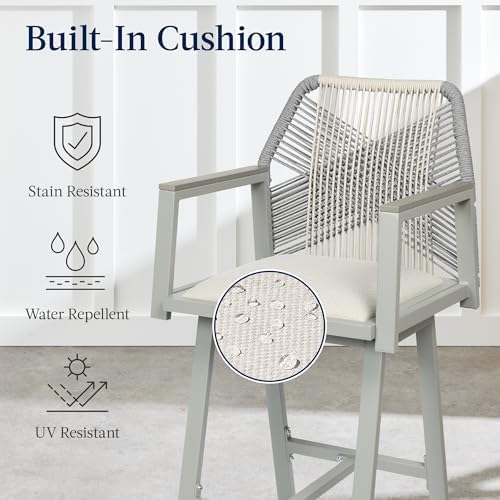 Best Choice Products Outdoor Bar Stools Set of 2, Bar Height, 360° Swivel Alu...
