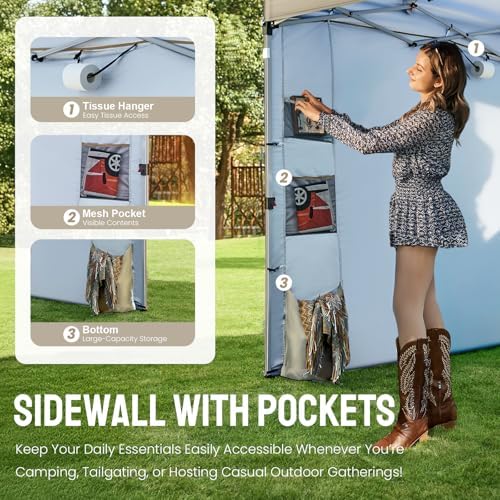 CROWN SHADES Canopy Tent 10x10 Pop Up Canopy with Side Pockets, Beige