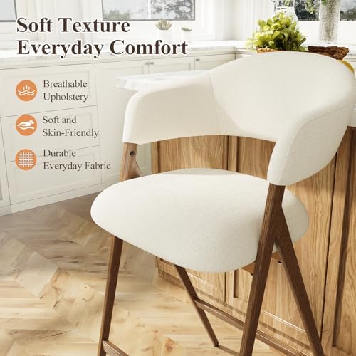 COLAMY Bar Stools Set of 2, 26" Counter Height Barstools with Backs, Mod...