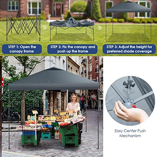Tangkula 10x10 Ft Pop Up Canopy, Easy Set-up Instant Tent with Center Lock, C...