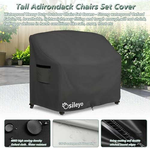Tall Adirondack Chairs Set Cover for Poly Balcony Chair with Connecting Tray ...
