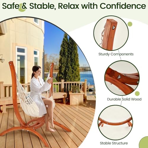 Premium Wooden Hammock Stand only (500 lbs/226kg), Sun Protection & Rain ...