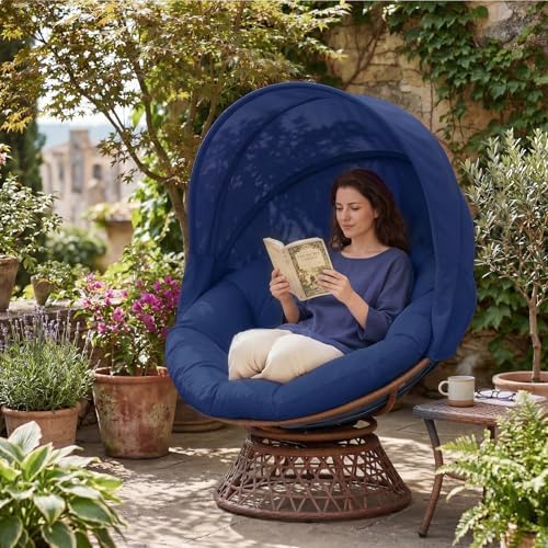 GTPLAYER Outdoor Wicker Egg Chair PE Rattan Chair with Cushion, Oversized Pat...