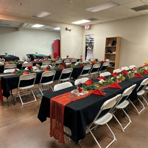 8 Pack Black Tablecloth 60 x 102 Inch Polyester Table Cloth for 6 Foot Rectan...