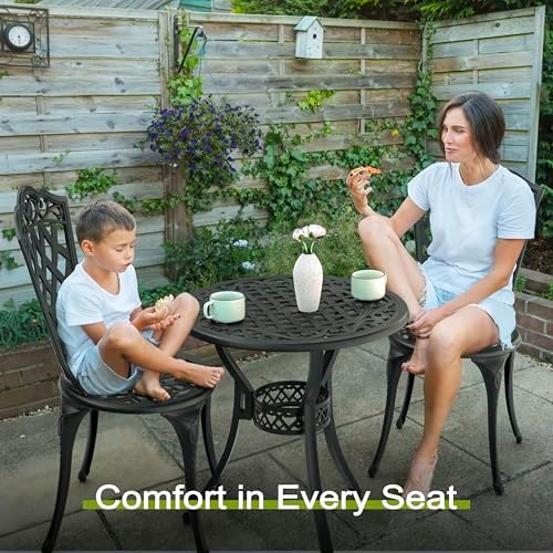 NUU GARDEN 3 Piece Outdoor Bistro Table Set, All Weather Cast Aluminum Patio ...
