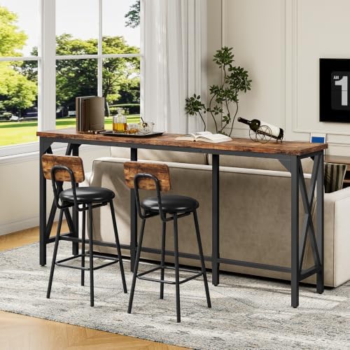 CHOEZON Bar Table and Chairs Set, Counter Height Table and Chairs, with X-Sha...