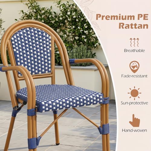 Tangkula Wicker Patio French Bistro Dining Chairs Set of 2