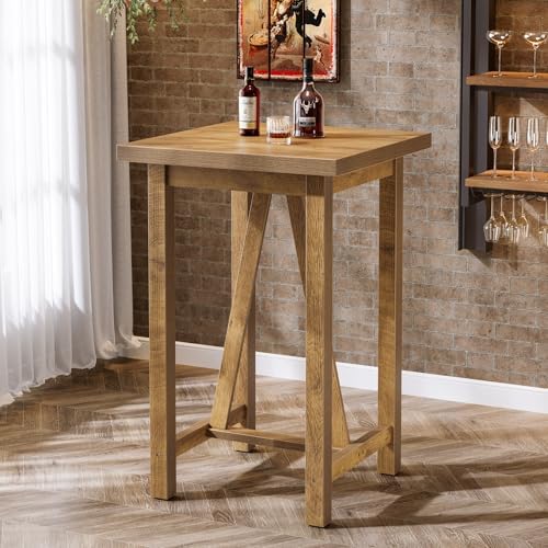 Tribesigns Square Bar Table, 39.4" Tall Counter Height Pub Table for Coc...