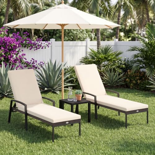 Tangkula Set of 2 Patio Furniture Outdoor Rattan Wicker Lounge Chair Set Adju...