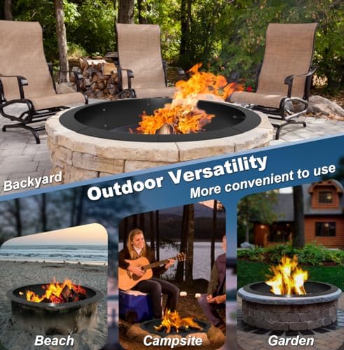 31-Inch Round Outdoor Fire Pit Ring Insert Firepit Kit, Black