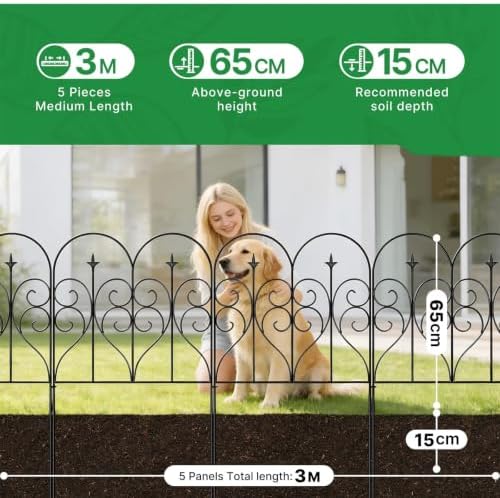 Thealyn Garden Fence 32" x 10ft, 5 Panels, No Digging Metal Barrier