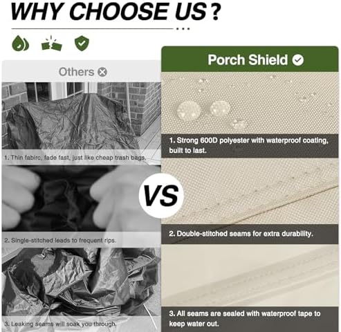 Porch Shield Waterproof Patio Chair Cover 2 Pack 34W x 37D x 36H in, Beige