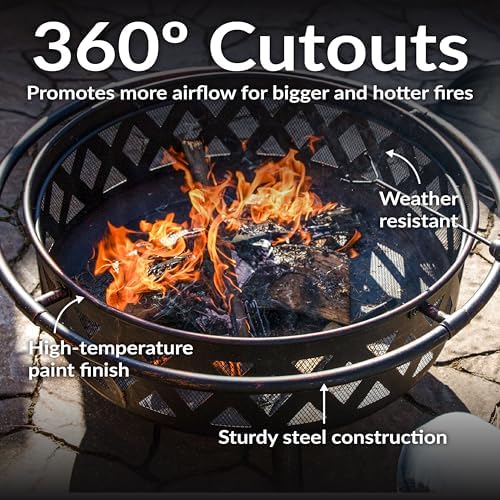 Sunnydaze Crossweave 36" Large Outdoor Fire Pit, Wood Burning, Round