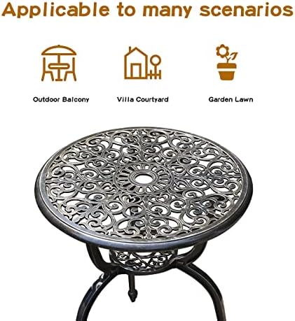 YKSY&YKSY Patio Bistro Set.Rust-Resistant Cast Aluminum Bistro Table Set ...