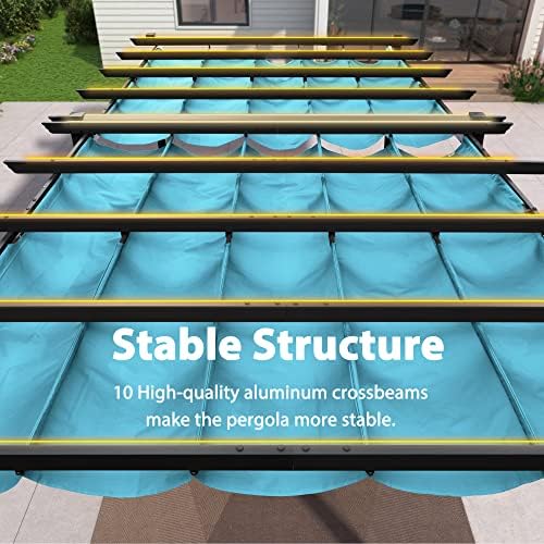 PURPLE LEAF Outdoor Pergola Retractable Aluminum 12' X 18', Turquoise...
