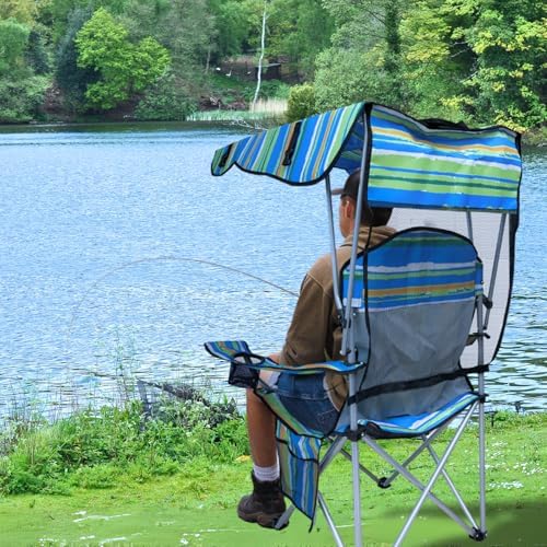 Camping Chair with Canopy Shade, Portable Folding Chair