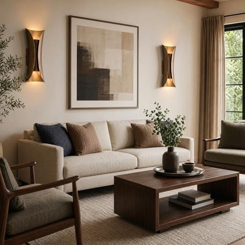 CLAXY Mid-Century Wall Sconce 2-Light Brushed Brass Bedroom Wall Light