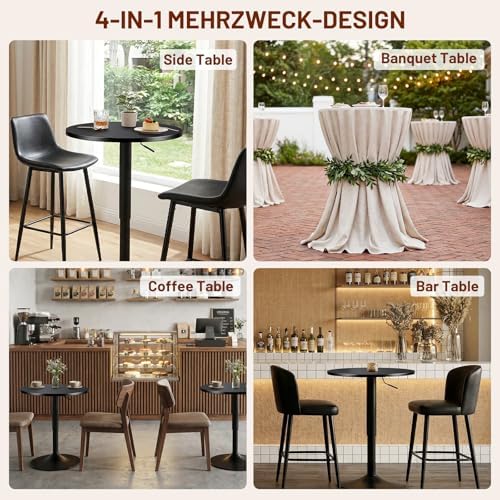 Furniliving Adjustable Height Pub Table 27''-36'', Round Cock...