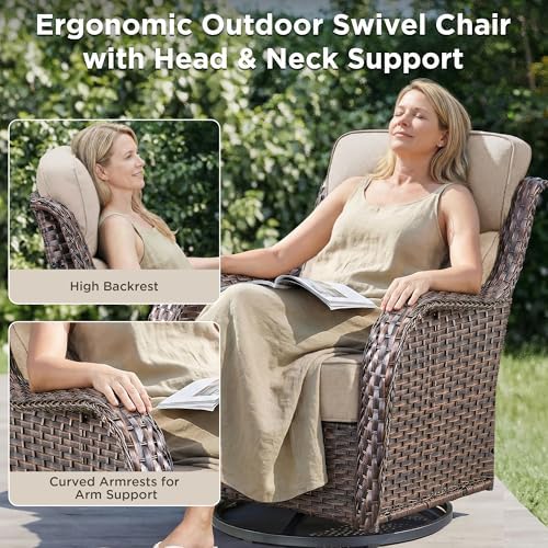 Luxury Patio Furniture Set with Fire Pit Table-6 Pieces All Weather Outdoor S...