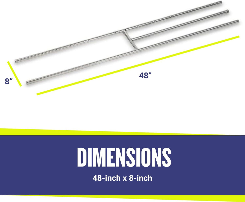48" X 8" Stainless Steel H-Style Burner