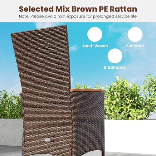 Tangkula High Back Rattan Patio Dining Chairs Set of 2, Outdoor Wicker Dinner...