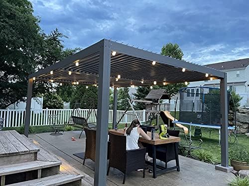 Domi Outdoor Pergola 12' × 16', Aluminium Louvered Pergola with Adjus...