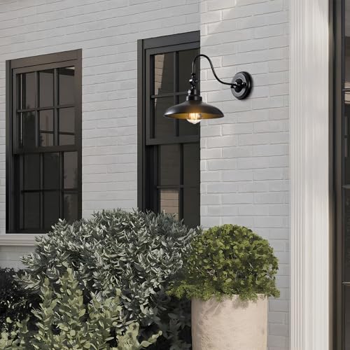 4-Pack Outdoor Wall Lights, Matte Black Farmhouse Gooseneck Barn Light 9.8 inch Angle-Adjustable Waterproof Exterior Wall Light Fixtures Modern Wall Mount Porch Lights for House Garage Doorway
