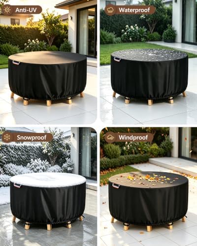 Round Patio Table Cover, 72"Dia Waterproof Outdoor Furniture Covers