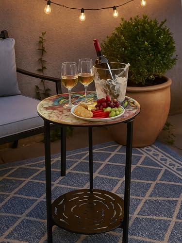 2 Packs Two-Tier Metal Round Side Table Set of Two Black Accent Coffee Tables...