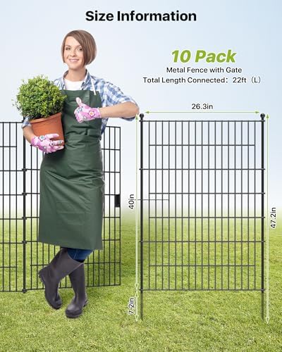 Garden Fence Animal Barrier with Gate 40in(H) x23ft(L)