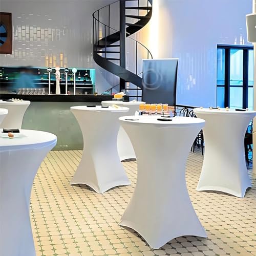Cocktail Table Covers White Spandex High Top Table Cloths 4 Pack 32x43 Inch