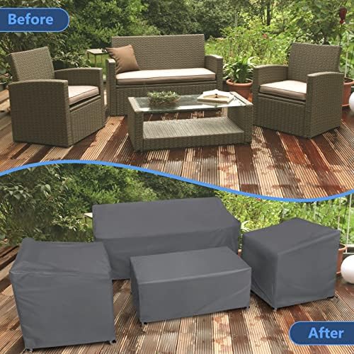 STARTWO Outdoor Furniture Cover Waterproof 4 Piece Set, Grey, Regular