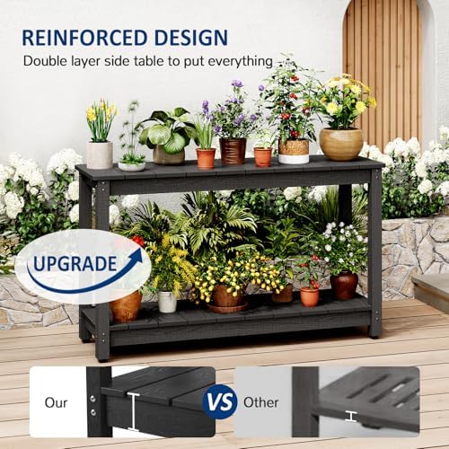 Outdoor Console Table, 48" Weather Resistant HIPS Patio Side Table