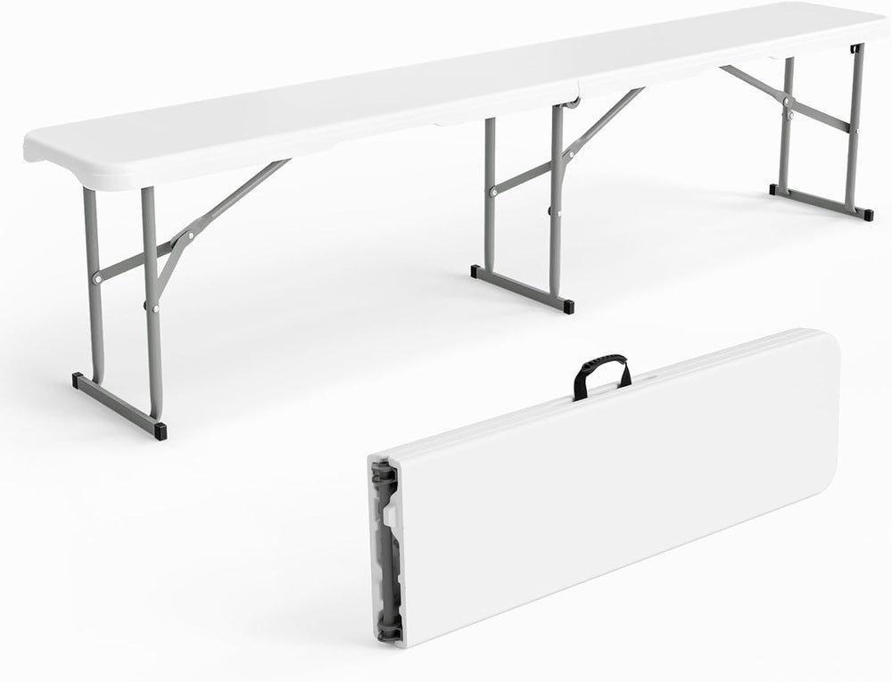 Bonnlo 6 FT Plastic Folding Bench with Handle, Sturdy Metal Frame, Perfect fo...