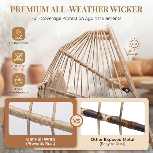 RADIATA All-Weather Swing Egg Chair no Stand, Outdoor Wicker Hanging Chair