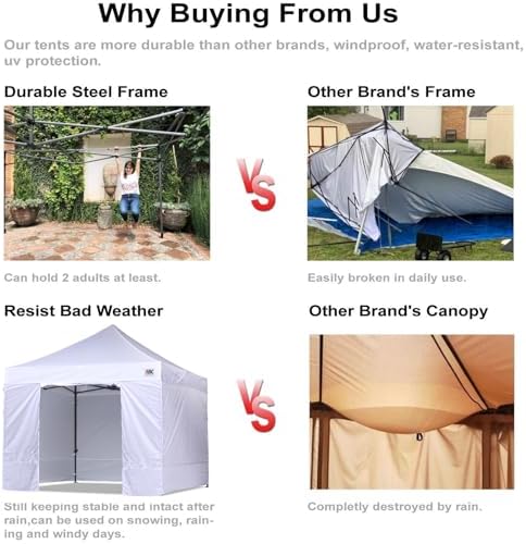 ABCCANOPY Heavy Duty Easy Pop up Canopy Tent with Sidewalls 10x15, Gray