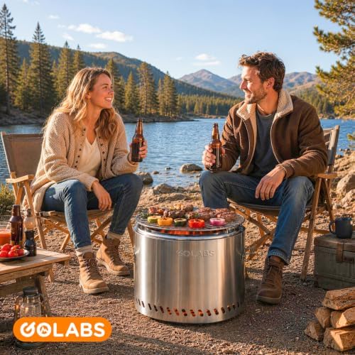 Golabs FP1 Smokeless Portable Fire Pit, 19.5" Stainless Steel Fireplace