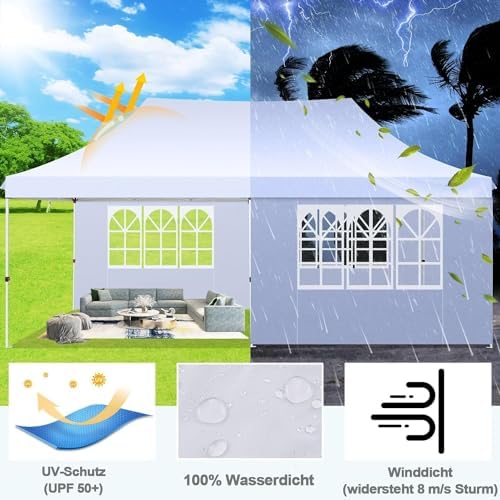 COBIZI 10x20 Pop Up Canopy with 6 Sidewalls - Waterproof Commercial Tent, UV ...