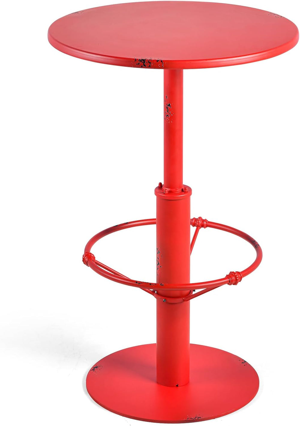 Industrial Pub Table 23.6" Iron Round Desktop 37.4" Height Cast Iro...