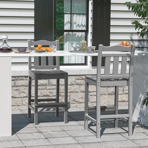 nalone Outdoor Bar Stools Set of 2, HDPE Tall Adirondack Chairs Bar Chairs, W...